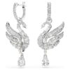 Pendientes Swan Swan, blancos, chapados en rodio Pendientes Swan Swan, blancos, chapados en rodio