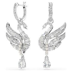 Pendientes Swan Swan, blancos, chapados en rodio