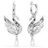 Pendientes Swan Swan, blancos, chapados en rodio Pendientes Swan Swan, blancos, chapados en rodio