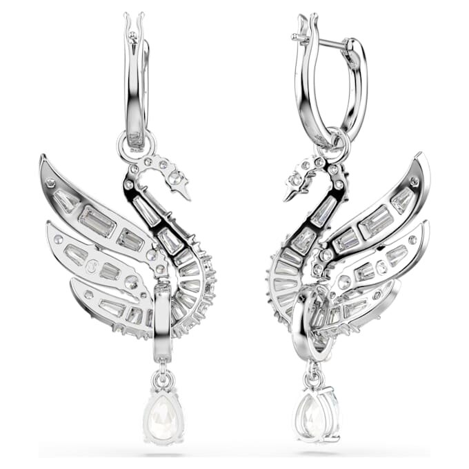 Pendientes Swan Swan, blancos, chapados en rodio Pendientes Swan Swan, blancos, chapados en rodio