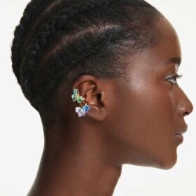 Pendientes tipo «ear cuff» de Gema: diseño asimétrico, cortes variados, multicolor, chapado en tono dorado