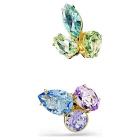 Pendientes tipo «ear cuff» de Gema: diseño asimétrico, cortes variados, multicolor, chapado en tono dorado