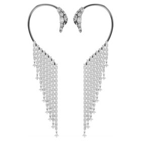 Pendientes tipo «ear cuff» de la Colección Viena: Cisne, blancos, chapados en rutenio