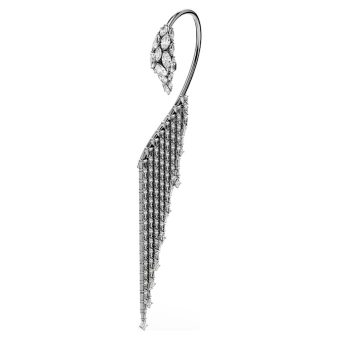 Pendientes tipo «ear cuff» de la Colección Viena: Cisne, blancos, chapados en rutenio Pendientes tipo «ear cuff» de la Colección Viena: Cisne, blancos, chapados en rutenio