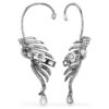 Pendientes tipo «ear cuff» de la colección Vienna con plumas, grandes, blancos, chapados en rutenio Pendientes tipo «ear cuff» de la colección Vienna con plumas, grandes, blancos, chapados en rutenio