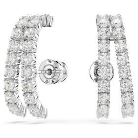 Pendientes tipo «ear cuff» Matrix, corte redondo, blancos, chapados en rodio Pendientes tipo «ear cuff» Matrix, corte redondo, blancos, chapados en rodio