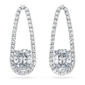 Pendientes tipo «tenis» octogonales con diamantes cultivados en laboratorio, 7,95 ct en total, formas variadas, oro blanco de 18 quilates