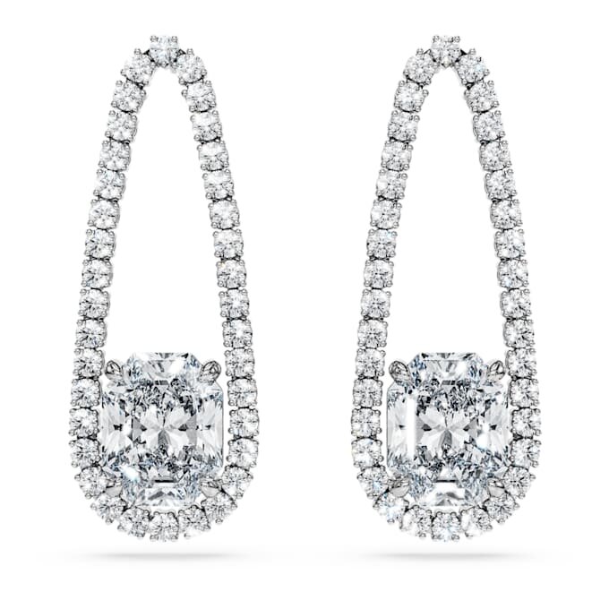 Pendientes tipo «tenis» octogonales con diamantes cultivados en laboratorio, 7,95 ct en total, formas variadas, oro blanco de 18 quilates Pendientes tipo «tenis» octogonales con diamantes cultivados en laboratorio, 7,95 ct en total, formas variadas, oro blanco de 18 quilates
