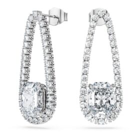Pendientes tipo «tenis» octogonales con diamantes cultivados en laboratorio, 7,95 ct en total, formas variadas, oro blanco de 18 quilates