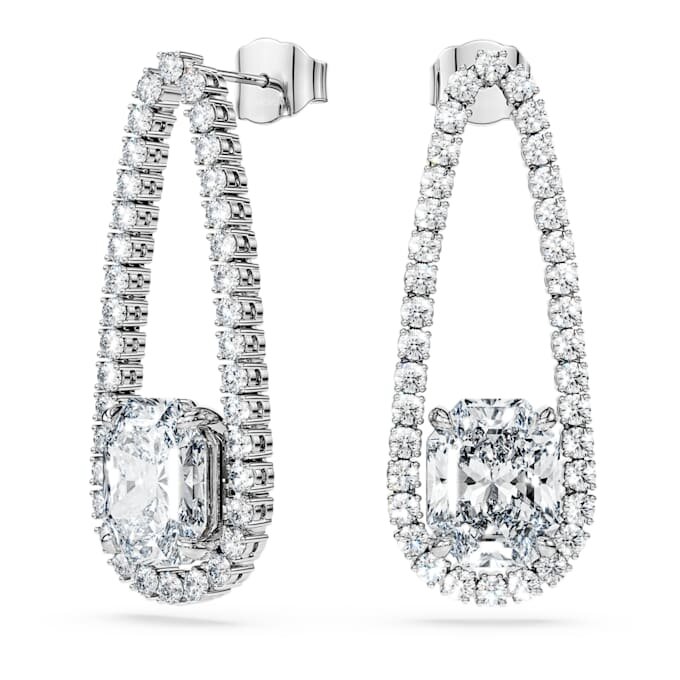 Pendientes tipo «tenis» octogonales con diamantes cultivados en laboratorio, 7,95 ct en total, formas variadas, oro blanco de 18 quilates Pendientes tipo «tenis» octogonales con diamantes cultivados en laboratorio, 7,95 ct en total, formas variadas, oro blanco de 18 quilates