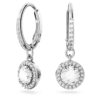 Pendientes Una Angelic Drop, corte redondo, pavé, blancos, chapados en rodio Pendientes Una Angelic Drop, corte redondo, pavé, blancos, chapados en rodio
