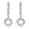 Pendientes Una Angelic Drop, corte redondo, pavé, blancos, chapados en rodio Pendientes Una Angelic Drop, corte redondo, pavé, blancos, chapados en rodio