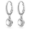 Pendientes Una Angelic Drop, corte redondo, pavé, blancos, chapados en rodio Pendientes Una Angelic Drop, corte redondo, pavé, blancos, chapados en rodio
