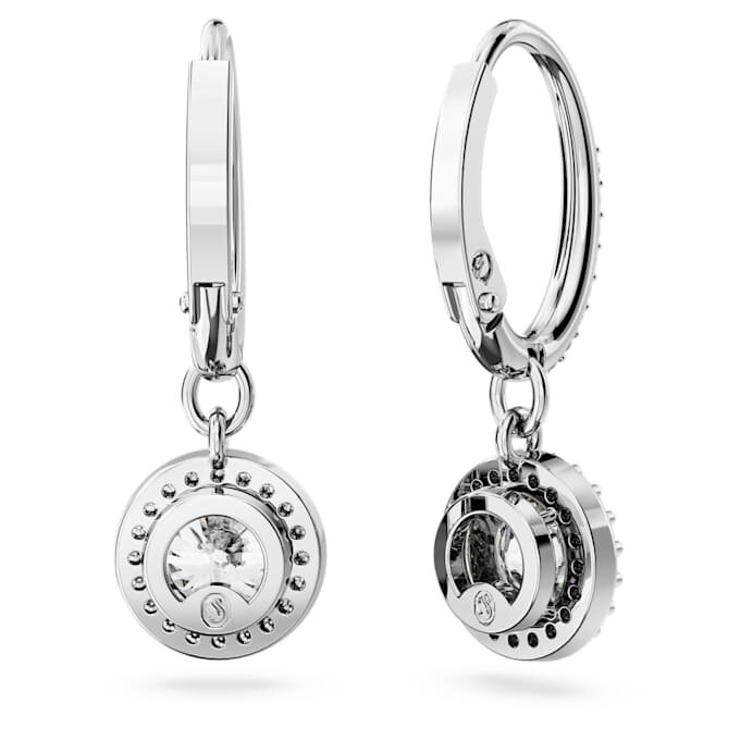 Pendientes Una Angelic Drop, corte redondo, pavé, blancos, chapados en rodio Pendientes Una Angelic Drop, corte redondo, pavé, blancos, chapados en rodio