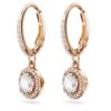 Pendientes Una Angelic Drop, corte redondo, pavé, blancos, chapados en tono oro rosa Pendientes Una Angelic Drop, corte redondo, pavé, blancos, chapados en tono oro rosa