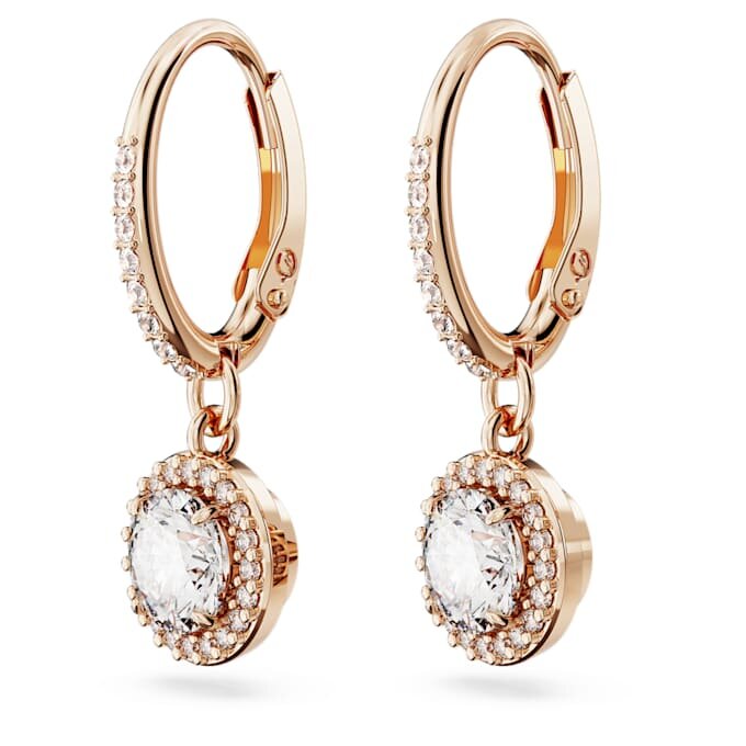 Pendientes Una Angelic Drop, corte redondo, pavé, blancos, chapados en tono oro rosa Pendientes Una Angelic Drop, corte redondo, pavé, blancos, chapados en tono oro rosa