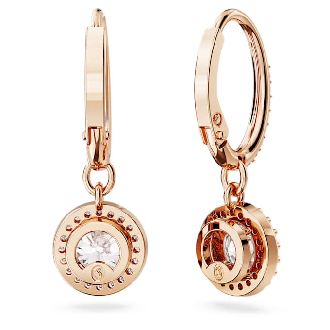Pendientes Una Angelic Drop, corte redondo, pavé, blancos, chapados en tono oro rosa Pendientes Una Angelic Drop, corte redondo, pavé, blancos, chapados en tono oro rosa