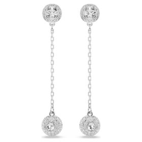 Pendientes «Una Angelic Drop» de corte redondo, blancos, chapados en rodio