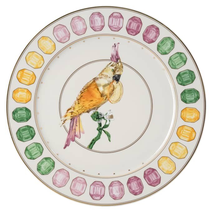 Plato de servicio Idyllia de porcelana, motivo Crystal Print, cacatúa, multicolor Plato de servicio Idyllia de porcelana, motivo Crystal Print, cacatúa, multicolor