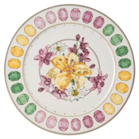 Plato de servicio Idyllia de porcelana, motivo Crystal Print, ramo de flores, multicolor