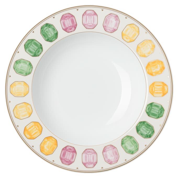 Plato hondo Idyllia de porcelana, motivo de cristal, piedras preciosas, multicolor Plato hondo Idyllia de porcelana, motivo de cristal, piedras preciosas, multicolor