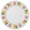 Plato llano Idyllia de porcelana, motivo impreso en cristal, lirio y limón, multicolor Plato llano Idyllia de porcelana, motivo impreso en cristal, lirio y limón, multicolor