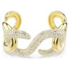 Pulsera Dextera de corte redondo, blanca, chapada en tono dorado