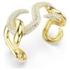 Pulsera Dextera de corte redondo, blanca, chapada en tono dorado