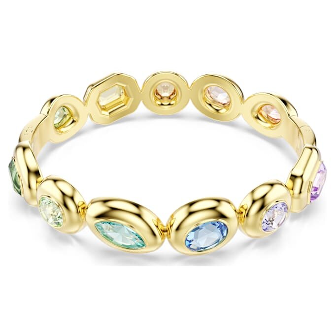 Pulsera Gema con cortes variados, multicolor, chapada en tono dorado Pulsera Gema con cortes variados, multicolor, chapada en tono dorado