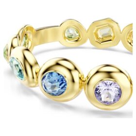 Pulsera Gema con cortes variados, multicolor, chapada en tono dorado Pulsera Gema con cortes variados, multicolor, chapada en tono dorado