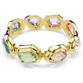 Pulsera Gema con cristales extragrandes, cortes variados, multicolor, chapada en tono dorado Pulsera Gema con cristales extragrandes, cortes variados, multicolor, chapada en tono dorado