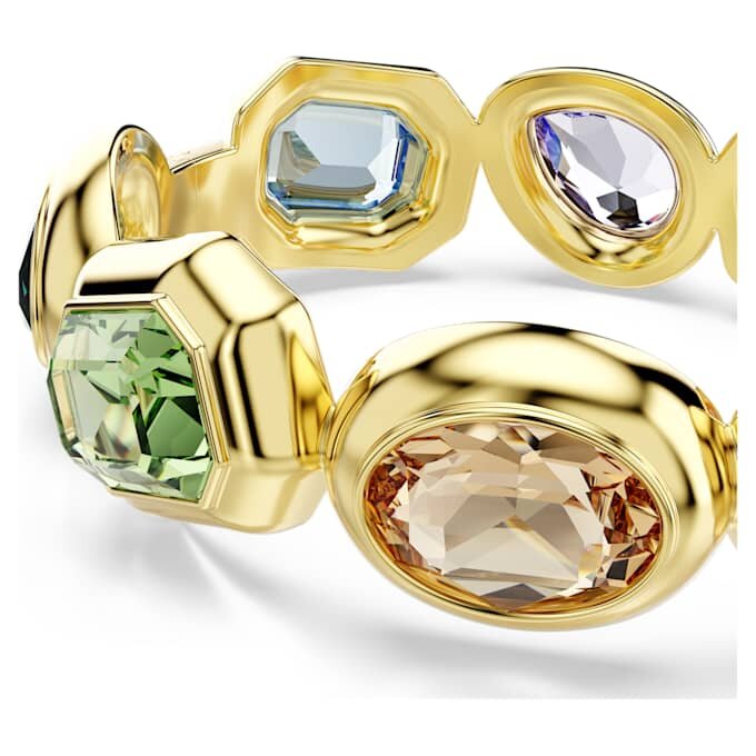 Pulsera Gema con cristales extragrandes, cortes variados, multicolor, chapada en tono dorado Pulsera Gema con cristales extragrandes, cortes variados, multicolor, chapada en tono dorado