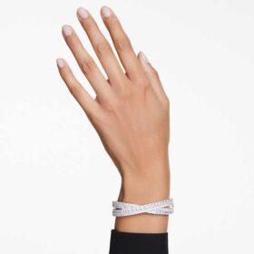 Pulsera Hyperbola con cortes mixtos, Infinity, blanco, chapada en rodio Pulsera Hyperbola con cortes mixtos, Infinity, blanco, chapada en rodio
