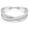 Pulsera Hyperbola con cortes mixtos, Infinity, blanco, chapada en rodio
