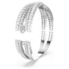 Pulsera Hyperbola con cortes mixtos, Infinity, blanco, chapada en rodio