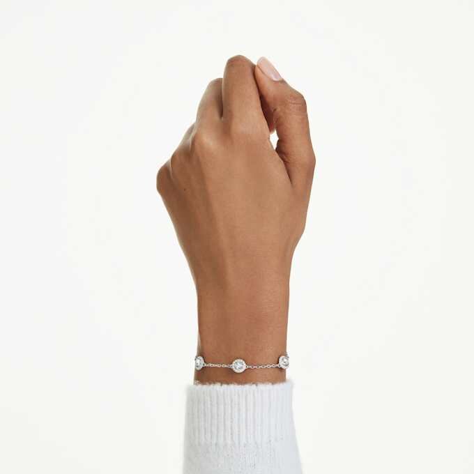 Pulseras Angelic con motivos de doble cara y corte redondo, blanca, chapada en rodio Pulseras Angelic con motivos de doble cara y corte redondo, blanca, chapada en rodio