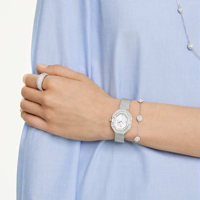 Pulseras Angelic con motivos de doble cara y corte redondo, blanca, chapada en rodio Pulseras Angelic con motivos de doble cara y corte redondo, blanca, chapada en rodio