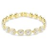 Pulseras Angelic, corte redondo, pavé, tamaño mediano, blanca, chapada en tono dorado Pulseras Angelic, corte redondo, pavé, tamaño mediano, blanca, chapada en tono dorado