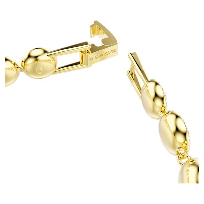 Pulseras Angelic, corte redondo, pavé, tamaño mediano, blanca, chapada en tono dorado Pulseras Angelic, corte redondo, pavé, tamaño mediano, blanca, chapada en tono dorado