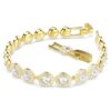 Pulseras Angelic, corte redondo, pavé, tamaño mediano, blanca, chapada en tono dorado Pulseras Angelic, corte redondo, pavé, tamaño mediano, blanca, chapada en tono dorado