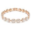 Pulseras Angelic, corte redondo, pavé, tamaño mediano, blanca, chapada en tono oro rosa Pulseras Angelic, corte redondo, pavé, tamaño mediano, blanca, chapada en tono oro rosa