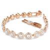 Pulseras Angelic, corte redondo, pavé, tamaño mediano, blanca, chapada en tono oro rosa Pulseras Angelic, corte redondo, pavé, tamaño mediano, blanca, chapada en tono oro rosa