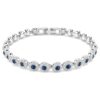 Pulseras Angelic de corte redondo, azul, chapada en rodio Pulseras Angelic de corte redondo, azul, chapada en rodio