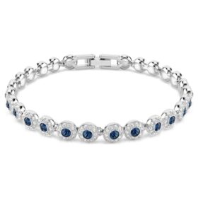 Pulseras Angelic de corte redondo, azul, chapada en rodio