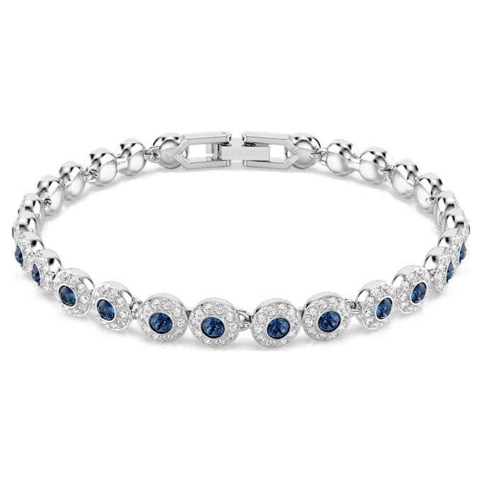 Pulseras Angelic de corte redondo, azul, chapada en rodio Pulseras Angelic de corte redondo, azul, chapada en rodio