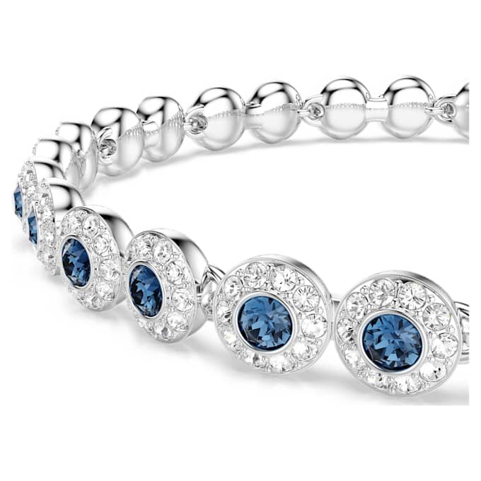 Pulseras Angelic de corte redondo, azul, chapada en rodio Pulseras Angelic de corte redondo, azul, chapada en rodio