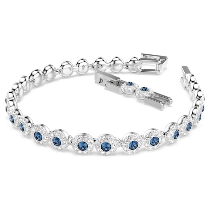 Pulseras Angelic de corte redondo, azul, chapada en rodio Pulseras Angelic de corte redondo, azul, chapada en rodio