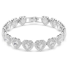 Pulseras Ariana Grande x Swarovski con cortes variados, corazones, blanca, chapada en rodio