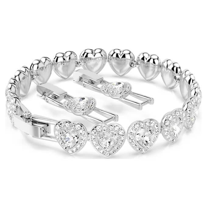 Pulseras Ariana Grande x Swarovski con cortes variados, corazones, blanca, chapada en rodio Pulseras Ariana Grande x Swarovski con cortes variados, corazones, blanca, chapada en rodio