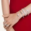 Pulseras Idyllia con cortes variados, corazón con flecha, blanca, chapada en rodio
